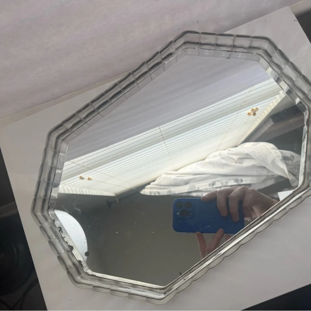 Vintage Mirrored Lucite or Acrylic Vanity Dresser Tray Mid Century Felt Bottom